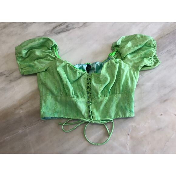 Majorelle Crop Off The Shoulder Corset Top s Corset Peasant Lime Green - Picture 1 of 10